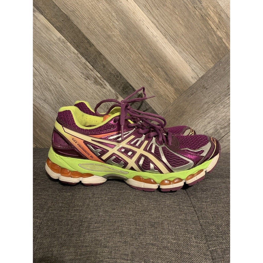 Asics Gel Nimbus 15 Women’s Size 8 Running Shoes Purple Lime Yellow T3B5N